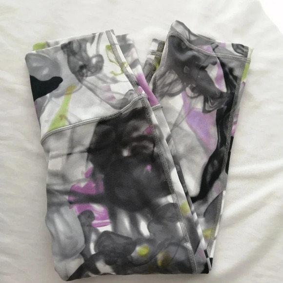 Lululemon Align Leggings High Rise 17" Crop Throwback Print White Green Purple 4 - Picture 14 of 15